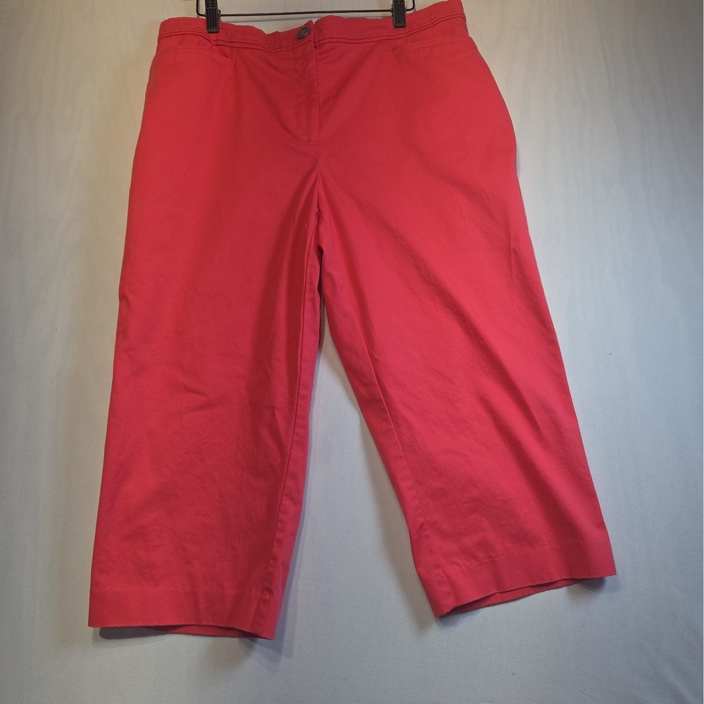 Briggs New York Petite Women's 16P Coral Capri Pants Stretch Cotton Cropped